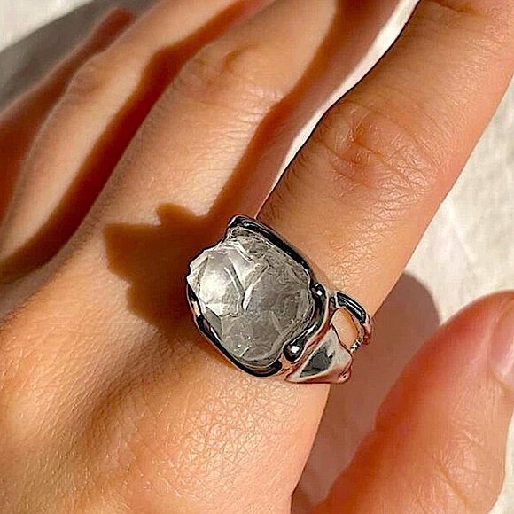 STERLING SILVER IRREGULAR CRYSTAL RING ROUGH STONE